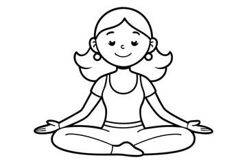  A simple black and white outline drawing of a woman practicing yoga.