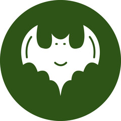 Bat Sign Glyph Green Circle Icon