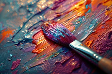 Obraz premium Vibrant Abstract Painting with Brush Strokes of Colorful Acrylic Paint on Canvas