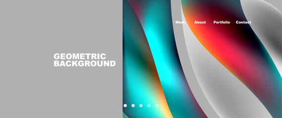 Web page design with geometric elements - circle and wave. Techno art concept. Vector Illustration For Wallpaper, Banner, Background, Card, Book Illustration, landing page