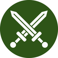 Sword Glyph Green Circle Icon