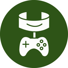 Vr Gaming Glyph Green Circle Icon