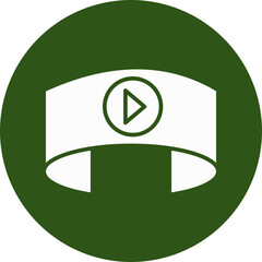 Video Player Glyph Green Circle Icon