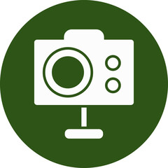 3d Camera Glyph Green Circle Icon