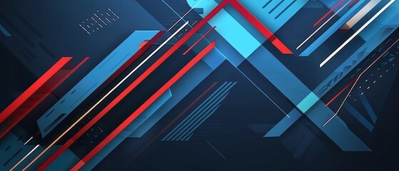 Fototapeta premium Abstract Geometric Design With Diagonal Red and Blue Lines