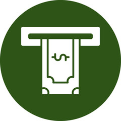 Atm Cashout Glyph Green Circle Icon