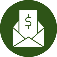 Email Funds Glyph Green Circle Icon