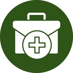 Obraz premium Firs Aid Kit Glyph Green Circle Icon
