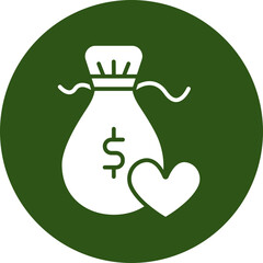 Money Bag Glyph Green Circle Icon