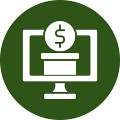 Online Donation Glyph Green Circle Icon