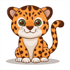 Cartoonish Vector Illustration of a Jaguar on a White Background © rafsanwd