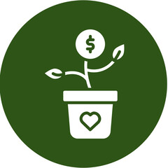 Microfinance Glyph Green Circle Icon