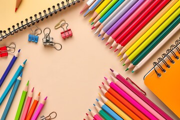 Fototapeta premium pencils and notebook