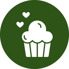 Cupcake Glyph Green Circle Icon