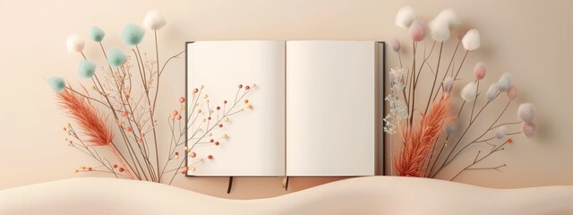 Beautifully Designed Journaling Notebook - Open Blank Page, Abstract Decorative Elements, Artistic Touch
