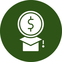 Education Cost Glyph Green Circle Icon