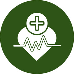Heart Beat Vector Glyph Green Circle Icon