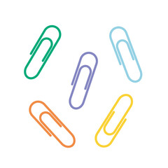 Childrens school elements. Colorful paper clips. Student supplies. Stationery. 