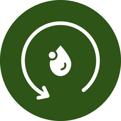 Water Cycle Vector Glyph Green Circle Icon
