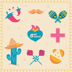 Flat design elements collection for cinco de mayo celebration