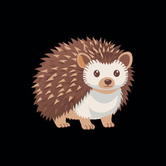 Cute hedgehog Vector illustration Butterfly Interaction animal cartoon character on a black background