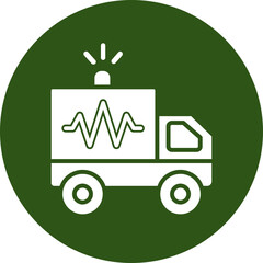Ambulance Glyph Green Circle Icon