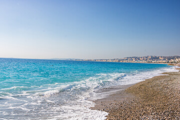 View of the beach in Nice, France