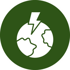 Earth Glyph Green Circle Icon