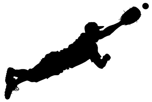 baseball player diving catch silhouette clip art preview