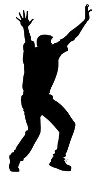 Detailed Sport Silhouette &ndash; Male or Man Cricket Bowler Appealing for LBW V2 Refined PNG