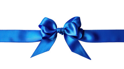 A Blue Satin Bow with Ribbon on Black Background