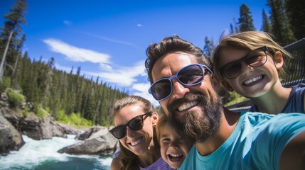 Obraz premium Family selfie at scenic vacation spot