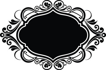 Calligraphic ornament blank frame illustration black and white