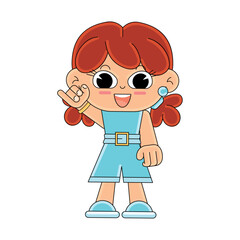 Happy girl cartoon kawaii Vector illustration