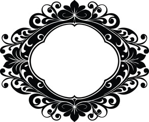 Calligraphic ornament blank frame illustration black and white