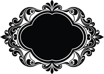 Calligraphic ornament blank frame illustration black and white