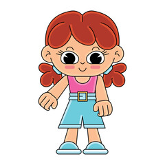 Happy girl cartoon kawaii Vector illustration