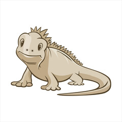 Cartoonish Vector Illustration of an Iguana on a White Background