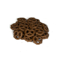 Milk Chocolate Pretzels on White Background