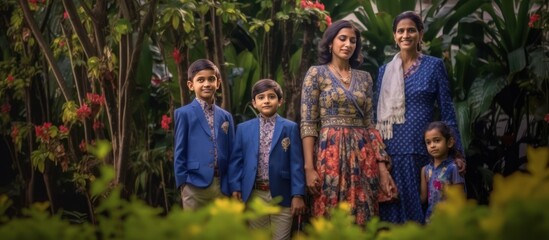 Family Portrait in a Lush Garden