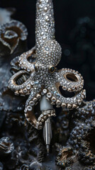 Obraz premium diamonds pen and octopus stuck to the pen