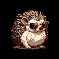 
Cute hedgehog Vector illustration Butterfly Interaction animal cartoon character on a black background