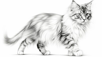 Obraz premium A cute fluffy cat walking 