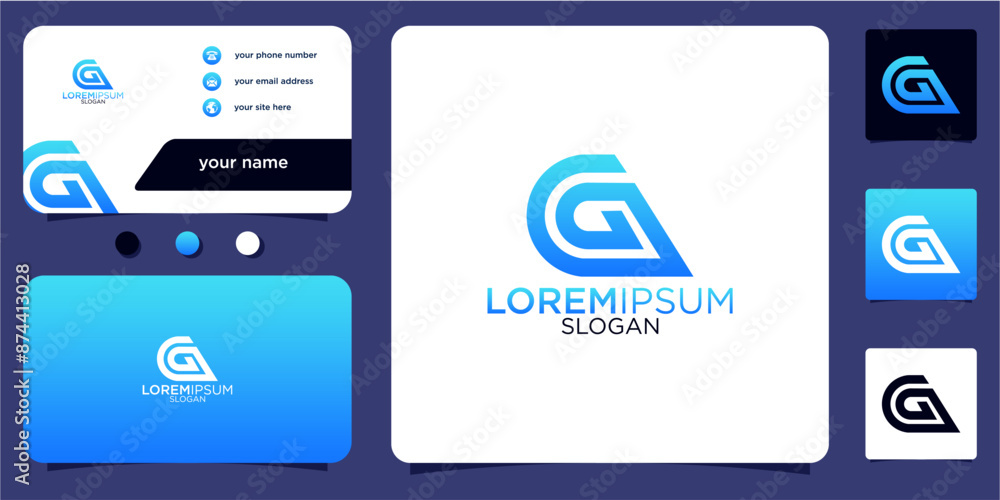 Fototapete collection of initial G abstract monogram business with gradient colors vector business card design logo