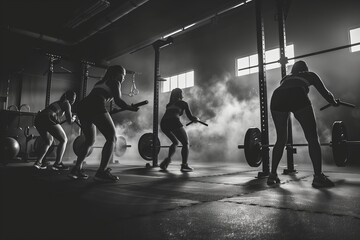 Women Lifting Weights in a Fitness Gym During a Workout