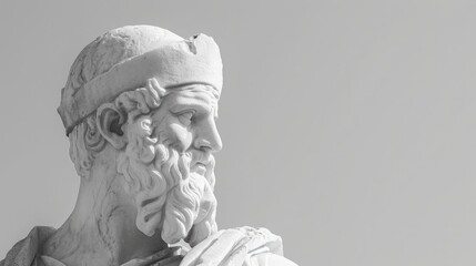 Minimalist Marble Statue of an Ancient Greek Mathematician Celebrated for the Pythagorean Theorem