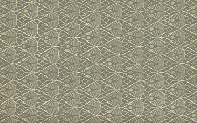 Used antique wallpaper or tapestry with abstract shapes, art nouveau, circa 1909