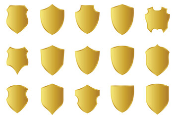 Shield icons set. Collection of security shield icons isolated on white background. Protect shield vector. Safety, protection, defence symbol.