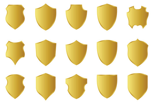 Shield icons set. Collection of security shield icons isolated on white background. Protect shield vector. Safety, protection, defence symbol.