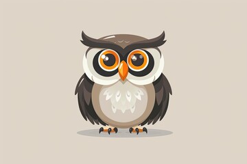 Obraz premium Cute cartoon owl illustration with large eyes and detailed feathers, perfect for educational or decorative purposes.